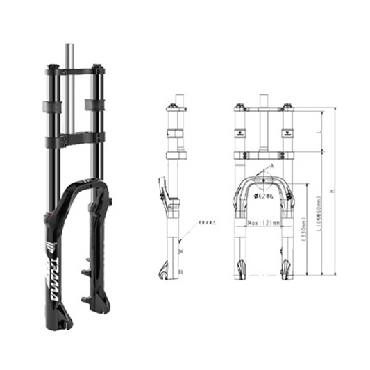 Ebike Double Crown Oil Shock Absorbers 1