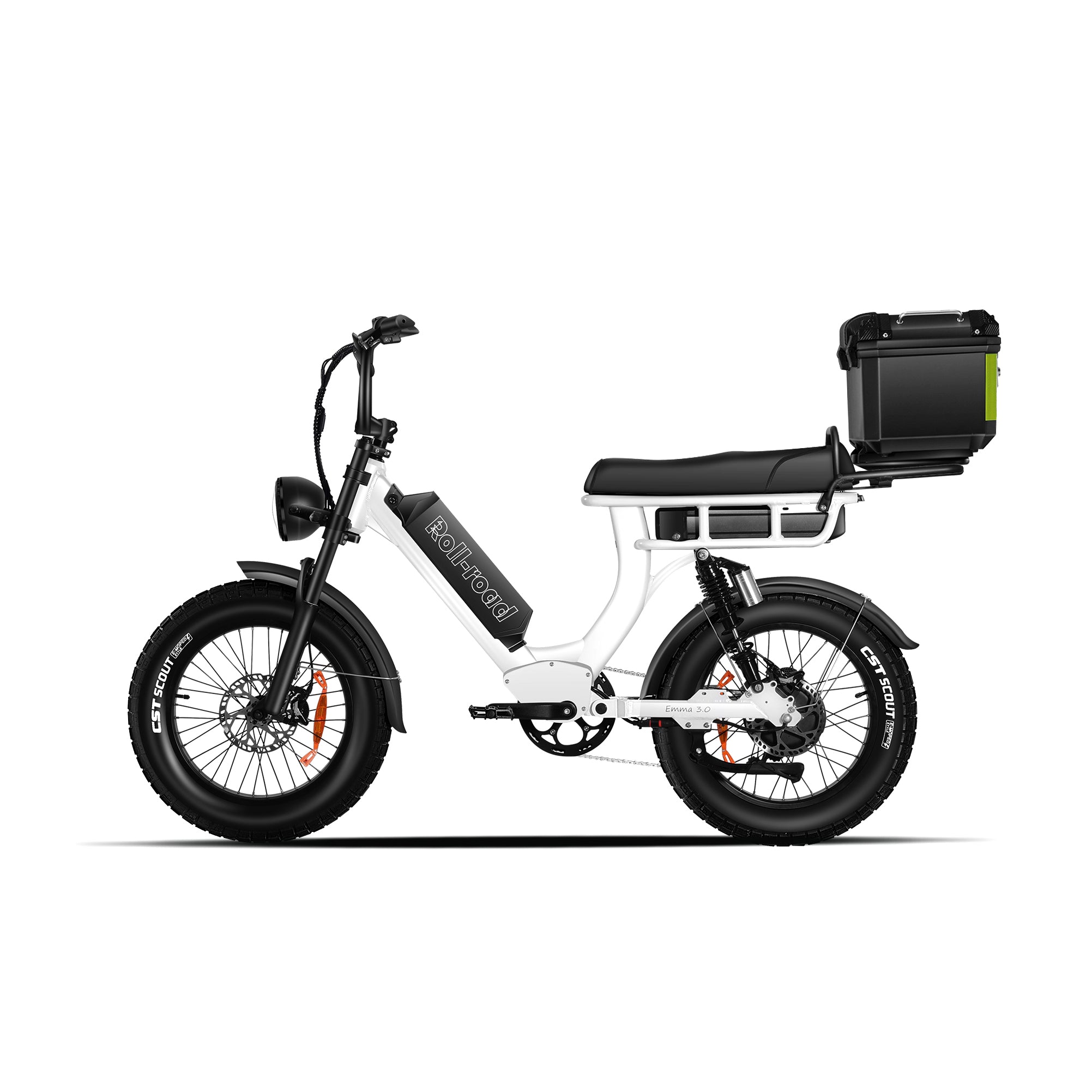 Emma 3.0 Electric Bike Long Range 240km 2-person Seat cargo trunk white color - au.roll-road.com