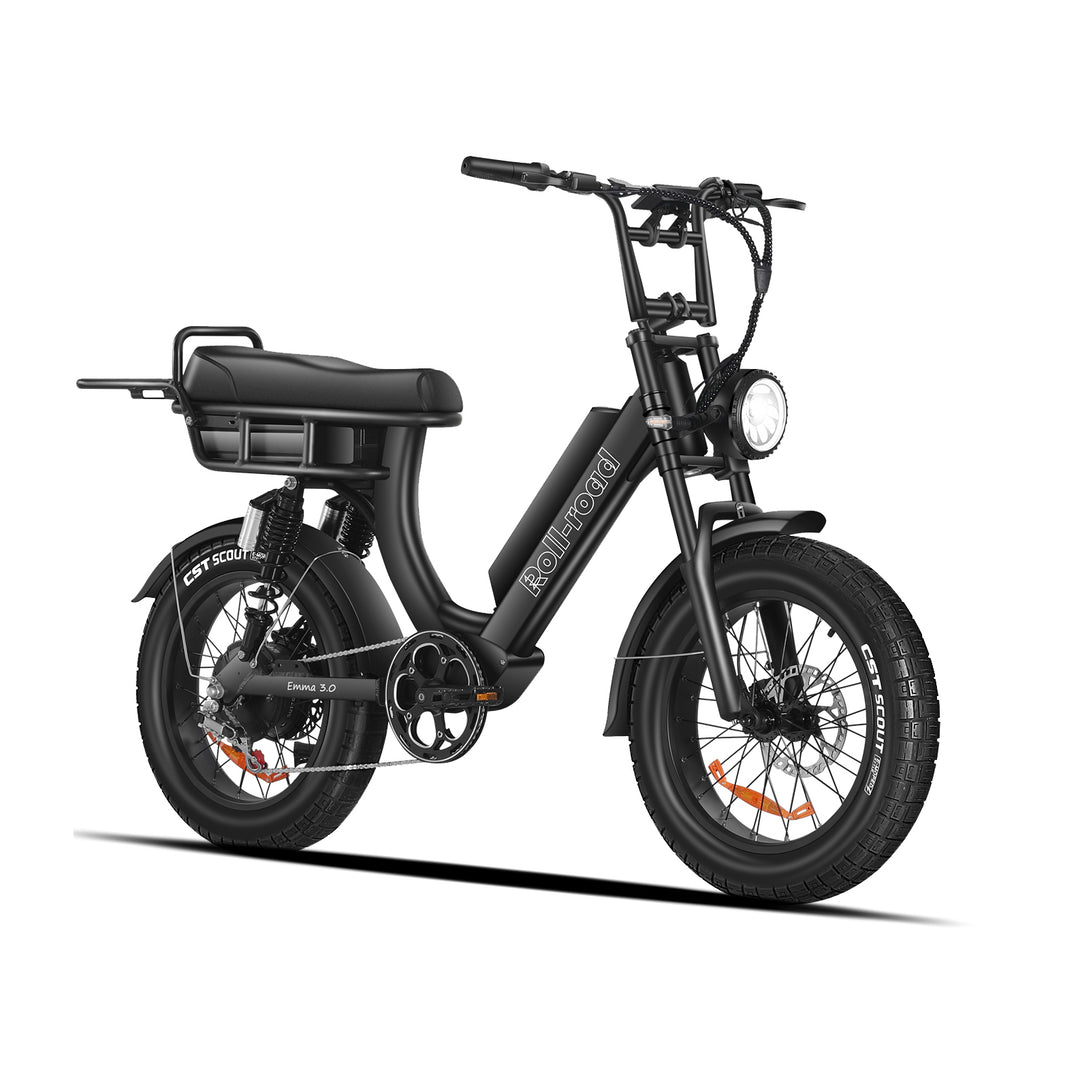 Emma 3.0 Electric Bike Long Range 2-person Seat black color - au.roll-road.com