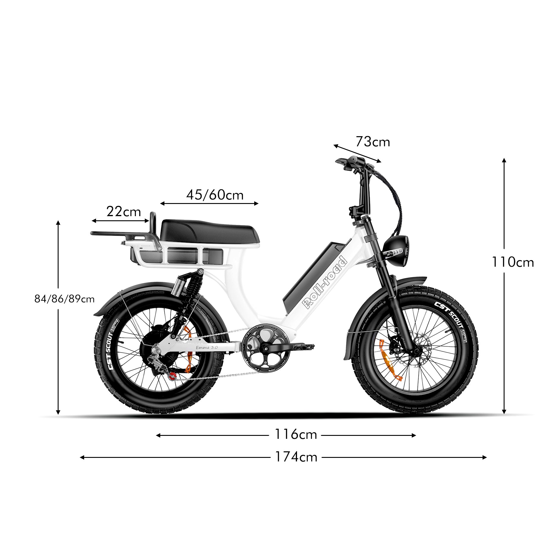 Emma 3.0 Electric Bike Long Range 240km size - au.roll-road.com