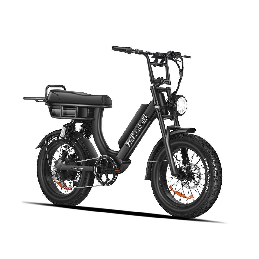 Emma 3.0 Electric Bike Long Range Dual-Battery 2-person Seat black color - au.roll-road.com