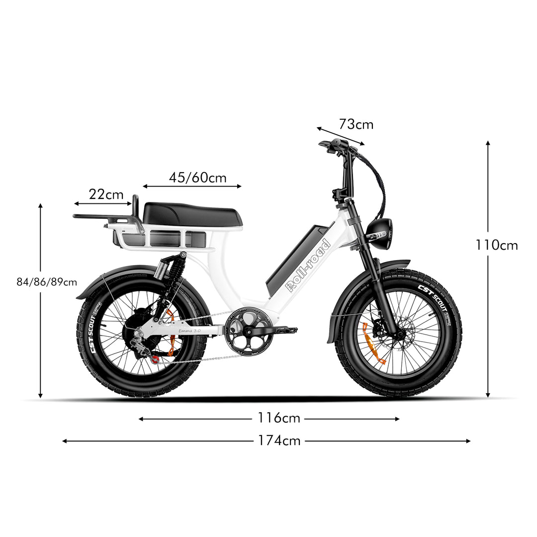 Emma 3.0 Electric Bike Long Range Dual-Battery size - au.roll-road.com