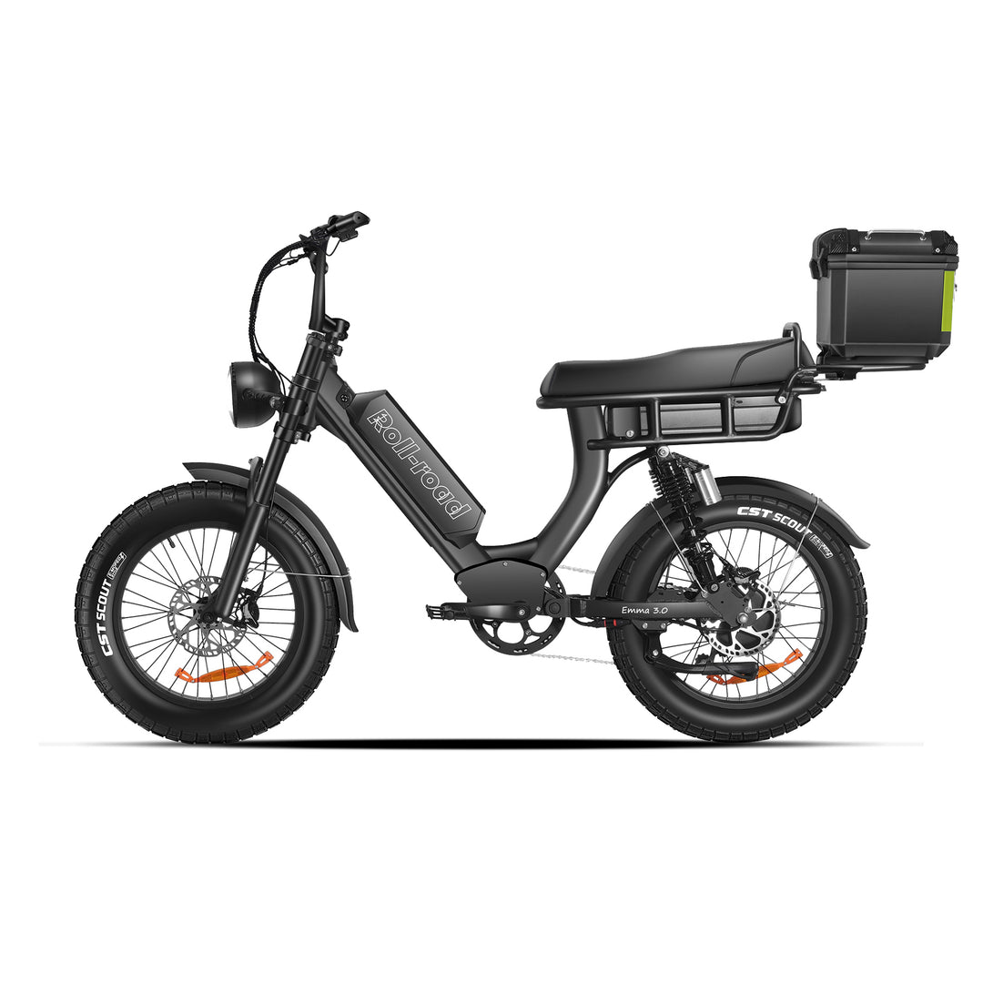 Emma 3.0 Electric Bike Long Range 2-person Seat cargo trunk black color - au.roll-road.com