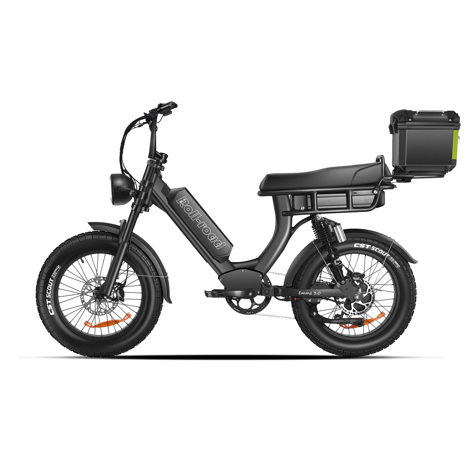 Emma 3.0 Electric Bike Long Range 2-person Seat cargo trunk black color - au.roll-road.com