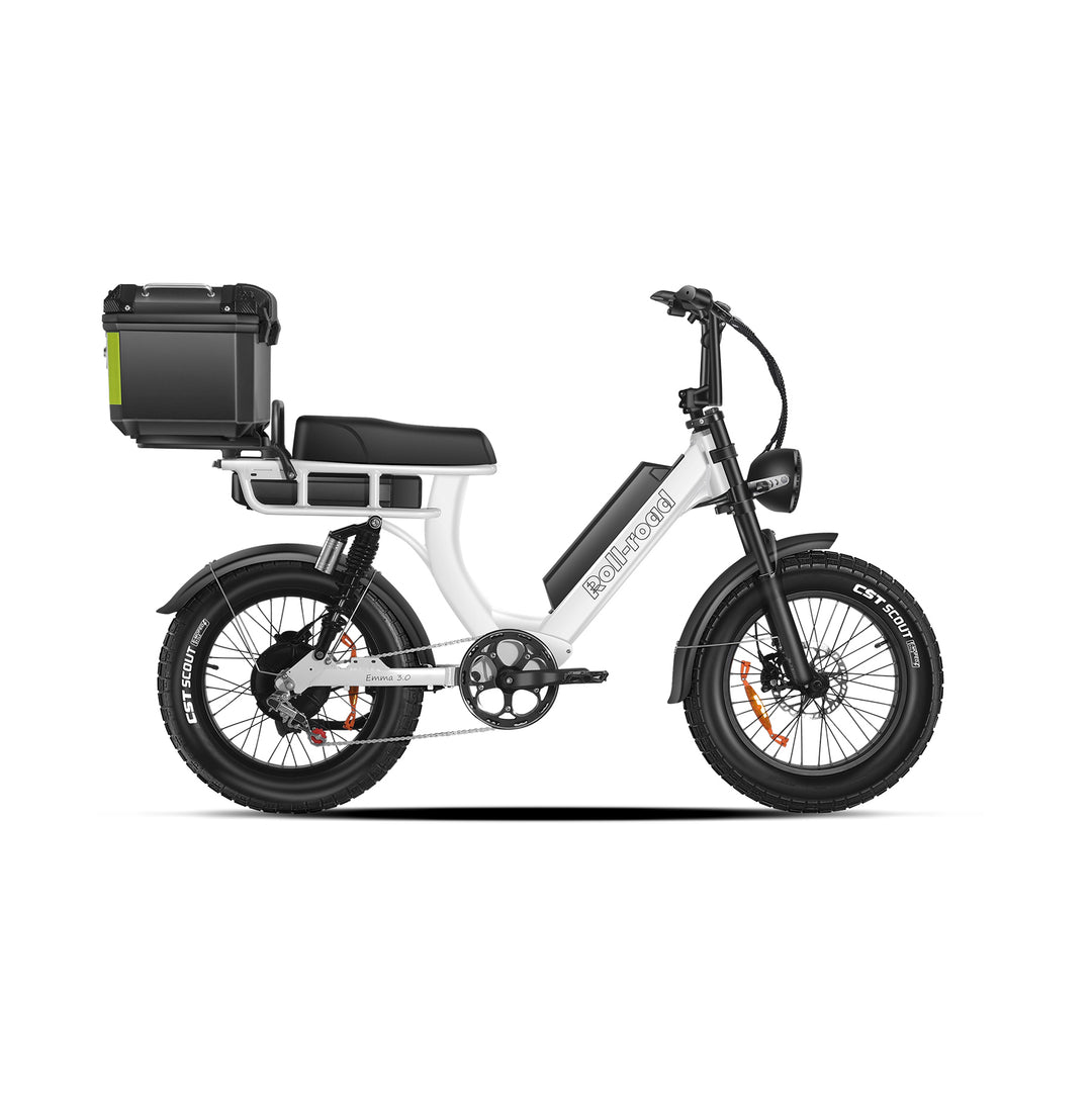 Emma 3.0 Electric Bike Long Range cargo trunk white color - au.roll-road.com